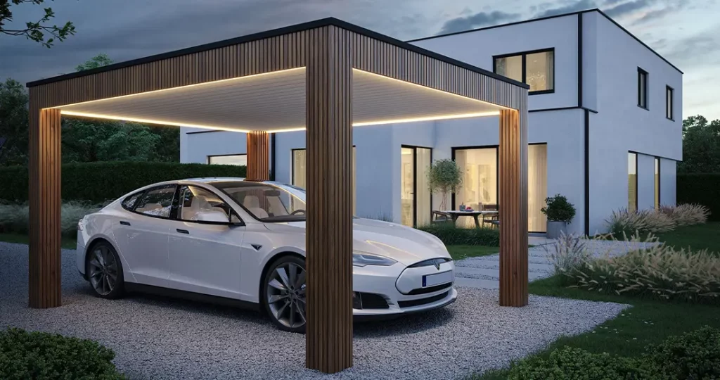 box thermowood carport met zwart aluminium en hout exterior living tuinfabrikant carports belgie 1100x580 1