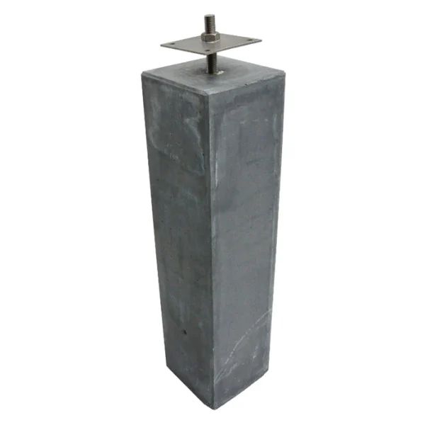 Betonpoer antraciet 15x15x58cm inclusief rvs